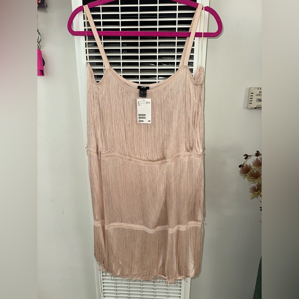 H&M Blush Fringe Midi Dress